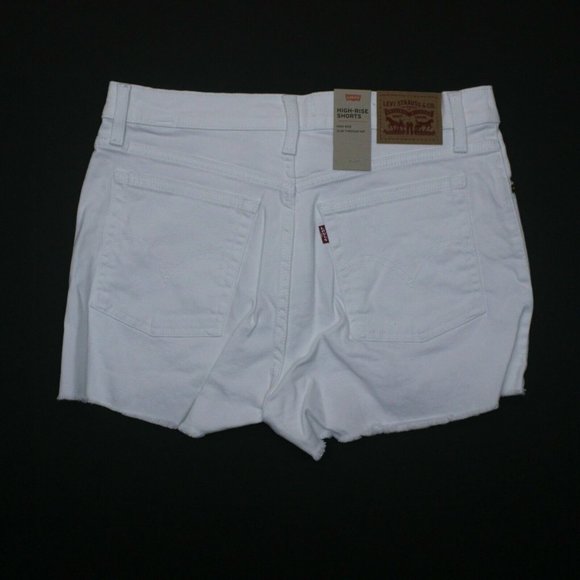 Levi's Women's Salt White Mid Length Denim Jean High Rise Shorts Size W32/14 - Picture 10 of 12